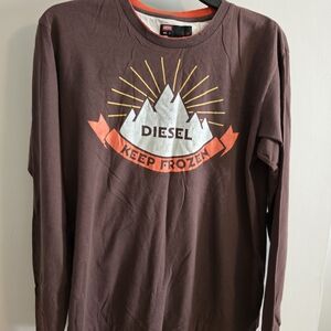 Diesel Brown Long Sleeve Graphic Tee